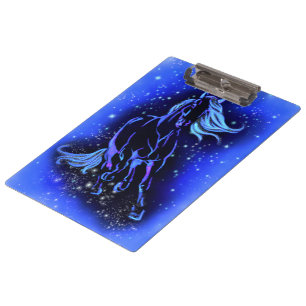 Blaues Clipboard Pferd in der Starry Night Klemmbrett