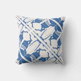 Blaues, cremefarbenes Mosaikmotiv Kissen