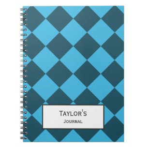 Blaues Cyan Diamond Geometric Muster Notizblock
