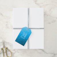 Blaues cyan geometrisches Maschenmuster Monogram