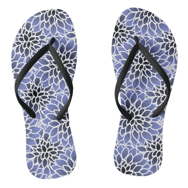 Blaues Dahlia-Blumenmuster Flip Flops (Fußbett)