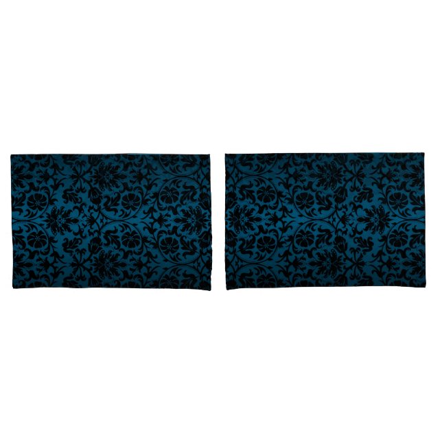 Blaues Damask-Muster Kissenbezug (Vorderseite-Set)