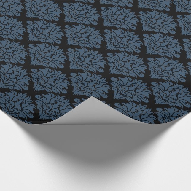 Blaues Damaskop-Geschenkpapier Geschenkpapier (Ecke)