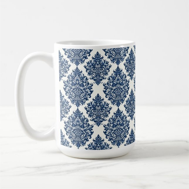 blaues Damastdesign Kaffeetasse (Links)