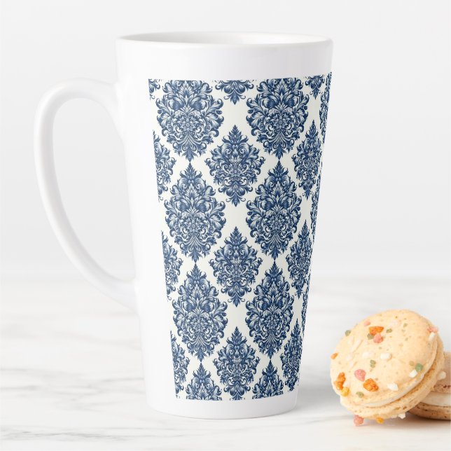 blaues Damastdesign Milchtasse (Beispiel)