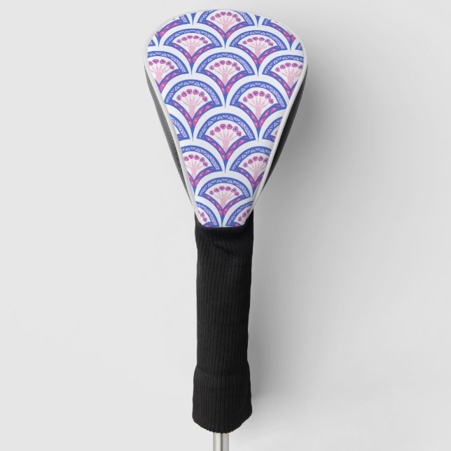 Blaues Damastmuster Golf Headcover (Vorderseite)
