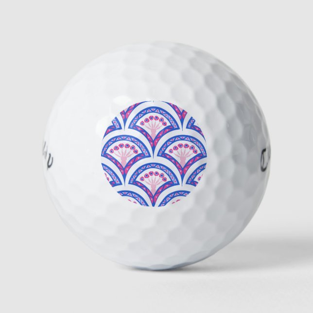 Blaues Damastmuster Golfball (Vorderseite)