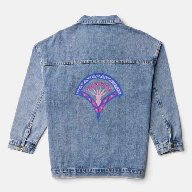 Blaues Damastmuster Jeansjacke (Rückseite)