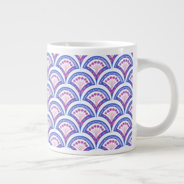 Blaues Damastmuster Jumbo-Tasse (Rechts)
