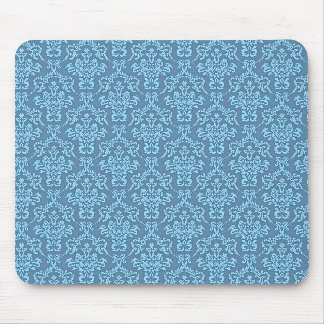 Blaues Damastmuster Mousepad (Vorne)