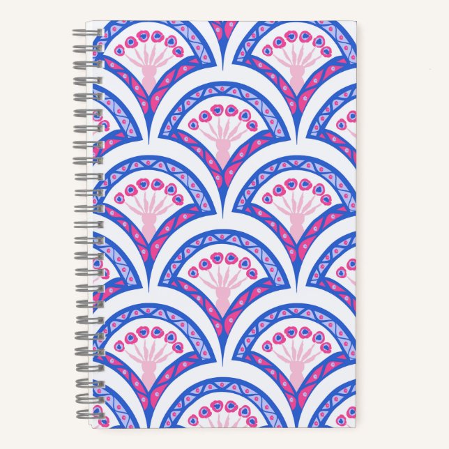 Blaues Damastmuster Notizbuch (Vorderseite)