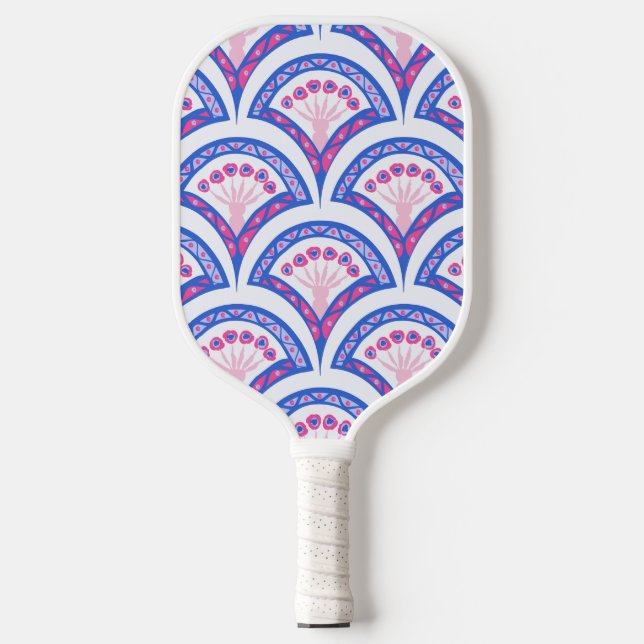 Blaues Damastmuster Pickleball Schläger (Vorderseite)