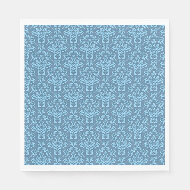 Blaues Damastmuster Serviette (Vorderseite)