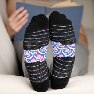 Blaues Damastmuster Socken