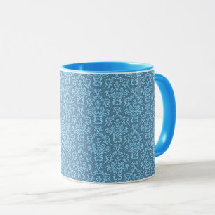 Blaues Damastmuster Tasse