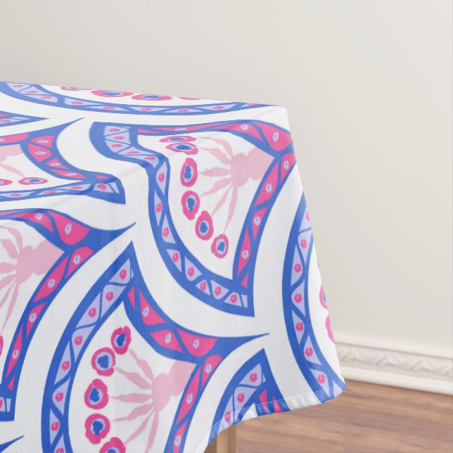 Blaues Damastmuster Tischdecke (Beispiel)