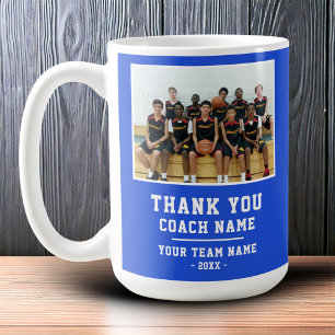 Blaues Danke Trainer Teamname Foto Kaffeetasse