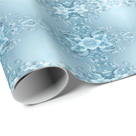 Blaues dekoratives Blumengeschenkpapier Geschenkpapier