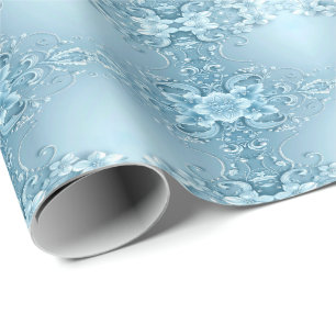 Blaues dekoratives Blumengeschenkpapier Geschenkpapier