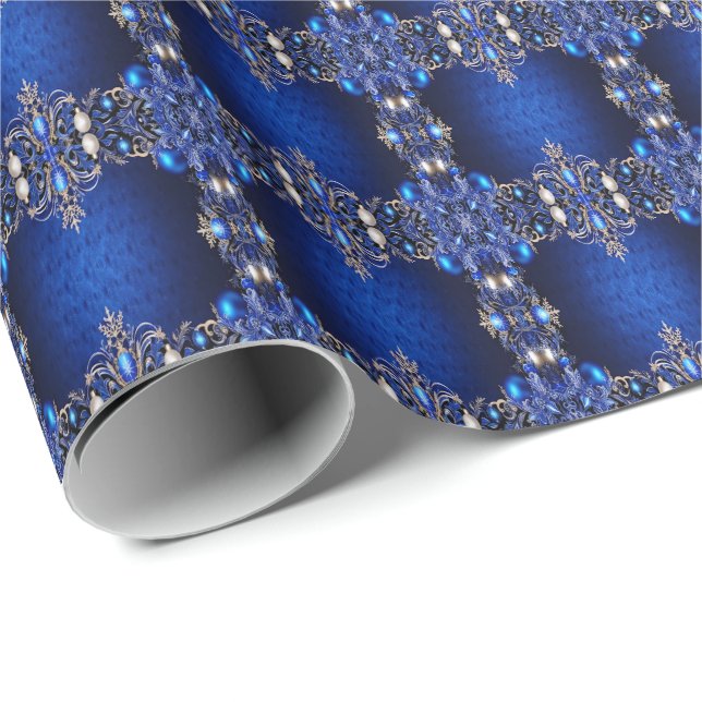 Blaues dekoratives Feiertags-Geschenkpapier Geschenkpapier (Rolleneckpunkt)
