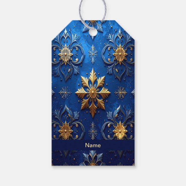 Blaues dekoratives Geschenk-Tag Geschenkanhänger (Vorderseite)