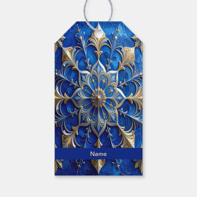 Blaues dekoratives Geschenk-Tag Geschenkanhänger (Vorderseite)