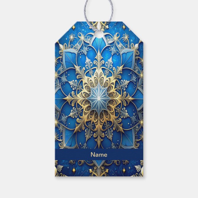 Blaues dekoratives Geschenk-Tag Geschenkanhänger (Vorderseite)