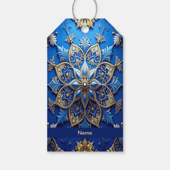 Blaues dekoratives Geschenk-Tag Geschenkanhänger (Vorderseite)