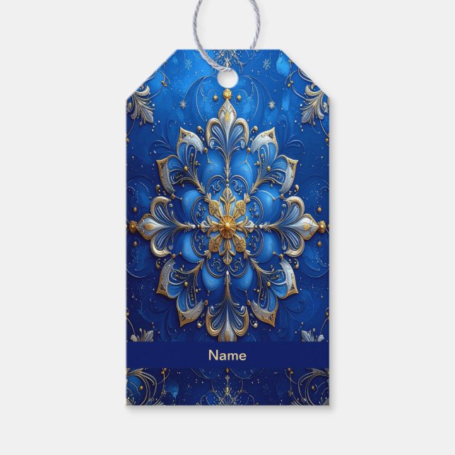 Blaues dekoratives Geschenk-Tag Geschenkanhänger (Vorderseite)