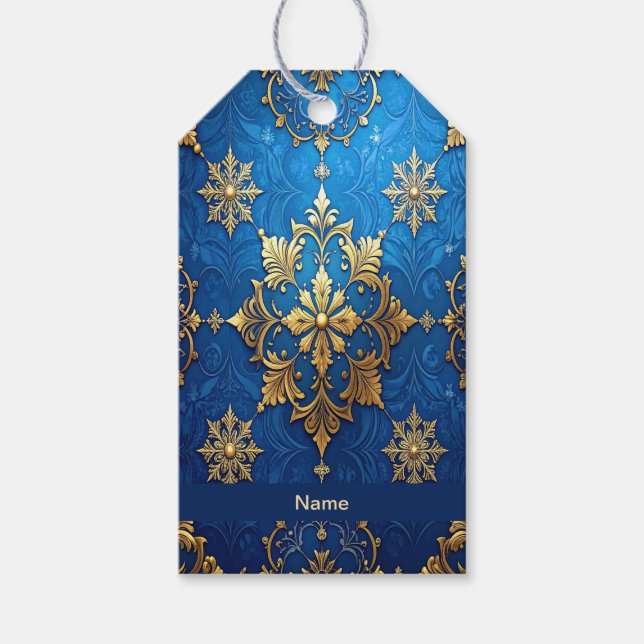 Blaues dekoratives Geschenk-Tag Geschenkanhänger (Vorderseite)