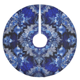 Blaues dekoratives Holiday Tree Skirt Polyester Weihnachtsbaumdecke