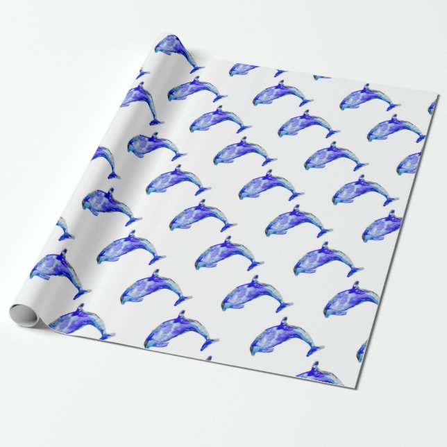 Blaues Delphin-Packpapier Geschenkpapier (Ungerollt)