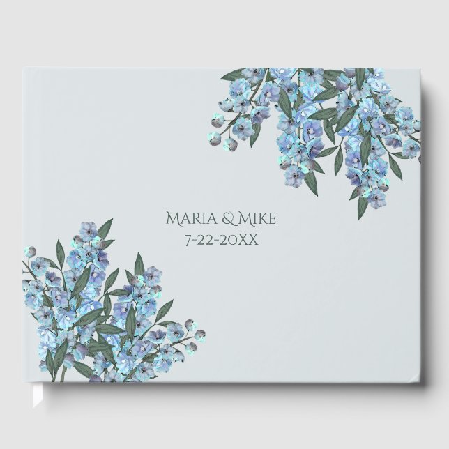 Blaues Delphinium Gästebuch (Vorderseite)