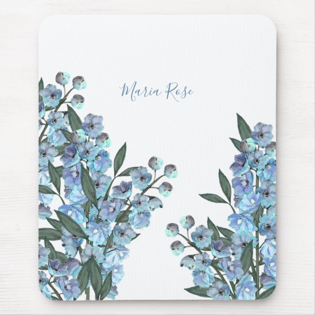 Blaues Delphinium Mousepad (Vorne)