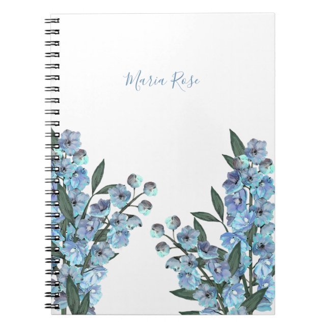 Blaues Delphinium Notizblock (Vorderseite)