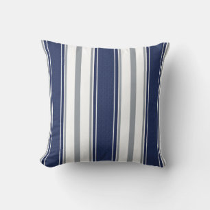 Blaues Denim Pale Gray Stripes Muster   Kissen