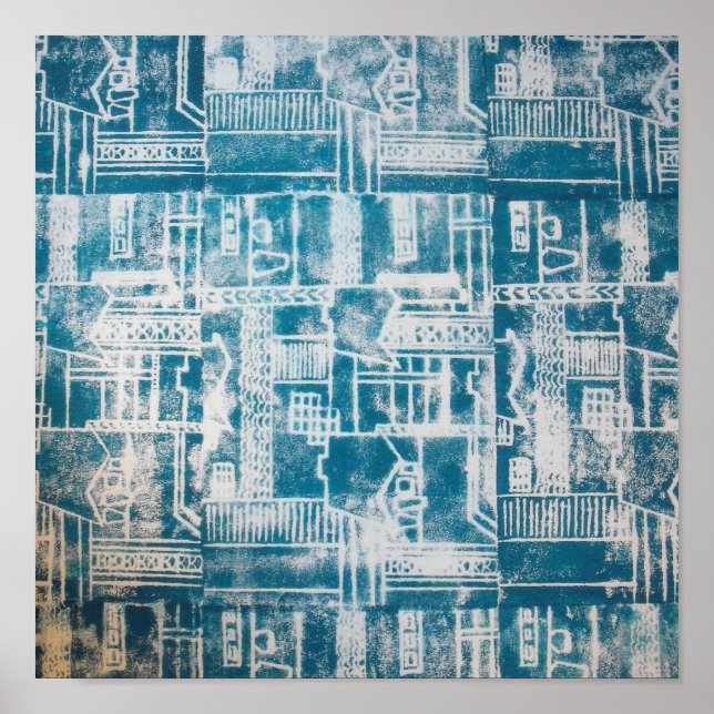 Blaues Derby-Muster Poster (Vorne)