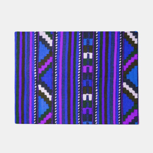 Blaues Design des nativen Amerikanischen Ureinwohn Fußmatte (Vorderseite)
