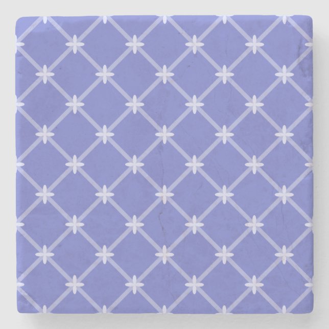 Blaues Diagonalmuster Steinuntersetzer (Vorderseite)