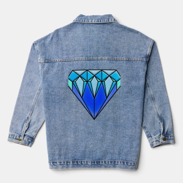 Blaues, diamantenes 💎 Denim-Jackett 🧥 Jeansjacke (Rückseite)