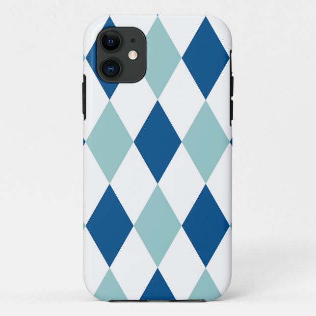 Blaues Diamantmosaikmuster Case-Mate iPhone Hülle (Rückseite)