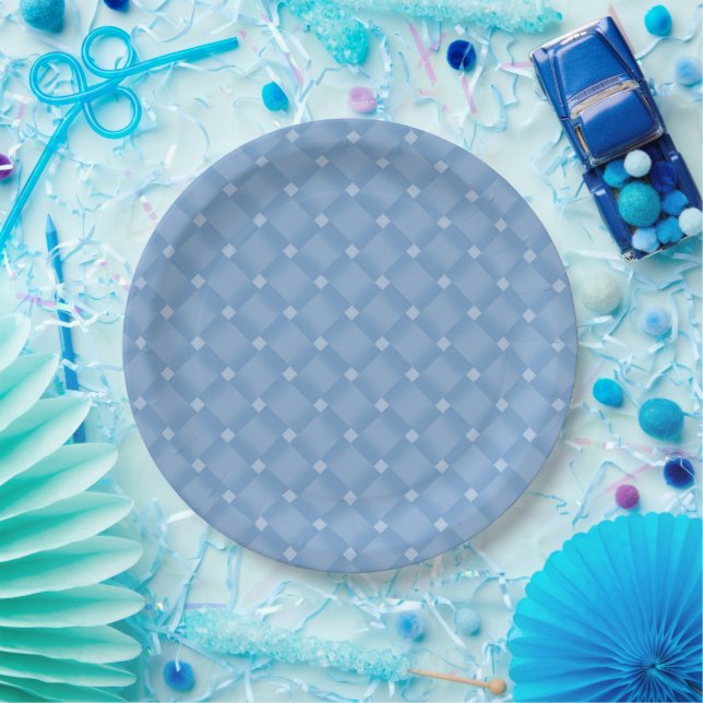 Blaues Diamantmuster Pappteller (Party)