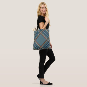 Blaues Diamantmuster Tartan Tote Bag