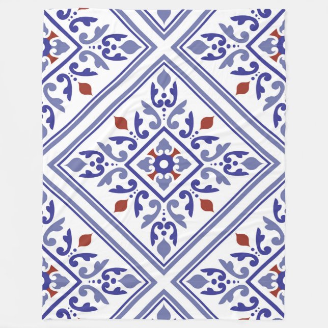 Blaues Diamond Geometric Fleece Blanket (Vorderseite)