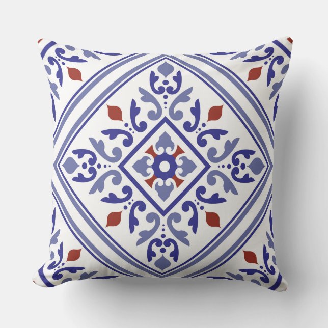 Blaues Diamond Geometric Pillow Kissen (Vorderseite)