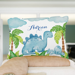 Blaues Dinosaurier personalisierter Säuglingskisse Dekokissen