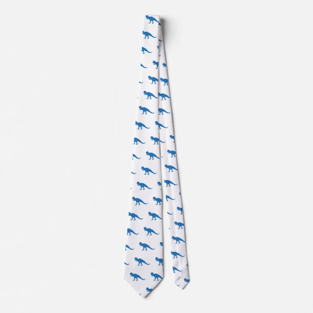 Blaues Dinosauriermuster Krawatte (Vorderseite)