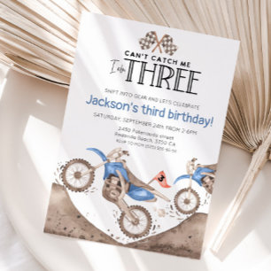 Blaues Dirt Bike 3. Geburtstag - Kann mich nicht f Einladung