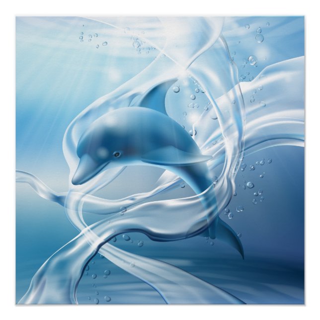 Blaues Dolphin-Poster Poster (Vorderseite)