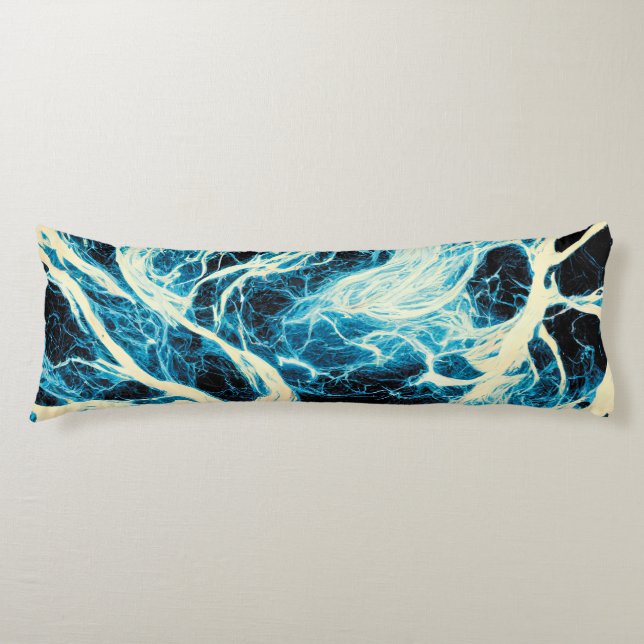 Blaues Donnersturm-Blitzmuster Seitenschläferkissen (Vorderseite)